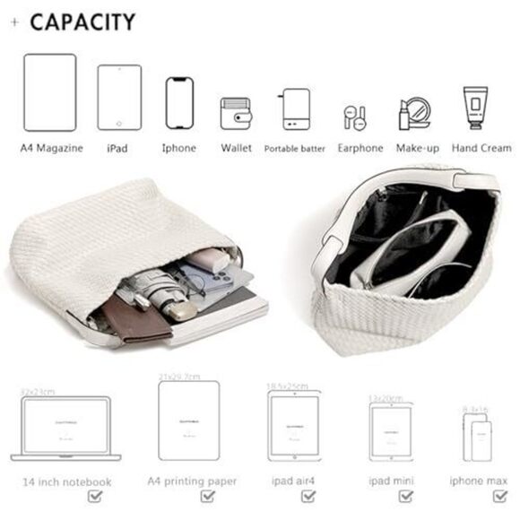 Modern Boston Satchel Woven Vegan Textured Handbags Female Satchel Messenger - Picture 4 of 9